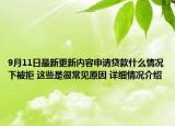 9月11日最新更新内容申请贷款什么情况下被拒 这些是很常见原因 详细情况介绍