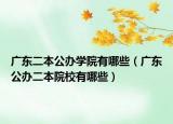 广东二本公办学院有哪些（广东公办二本院校有哪些）