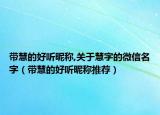 带慧的好听昵称,关于慧字的微信名字（带慧的好听昵称推荐）
