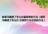 如果马桶堵了怎么办最简单的方法（厕所马桶堵了怎么办 分享四个不花钱的方法）