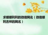 求顺顺利利的微信网名（微信顺利吉祥的网名）