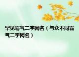 罕见霸气二字网名（与众不同霸气二字网名）