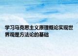 学习马克思主义原理概论实现世界观是方法论的基础