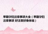 早期孕妇注意事项大全（早期孕妇注意事项 好注意好身体哦）