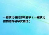 一看就记住的游戏名字（一眼就记住的游戏名字女精选）