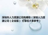 深圳市人力资源公司有哪些（深圳人力资源公司（企业版） 分享给大家参考）