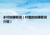乡村姑娘歌词（村里的姑娘歌词介绍）