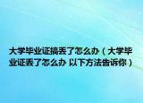 大学毕业证搞丢了怎么办（大学毕业证丢了怎么办 以下方法告诉你）
