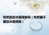 枇杷能放冰箱保鲜吗（枇杷要不要放冰箱保鲜）