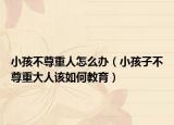 小孩不尊重人怎么办（小孩子不尊重大人该如何教育）