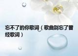 忘不了的你歌词（歌曲别忘了曾经歌词）