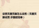 设置页眉页脚怎么设置（页眉页脚设置 步骤超简单）