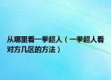 从哪里看一拳超人（一拳超人看对方几区的方法）