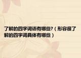 了解的四字词语有哪些?（形容很了解的四字词具体有哪些）