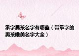 承字男孩名字有哪些（带承字的男孩唯美名字大全）