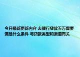 今日最新更新内容 去银行贷款五万需要满足什么条件 与贷款类型和渠道有关