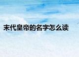 末代皇帝的名字怎么读