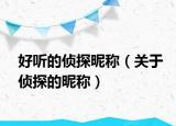 好听的侦探昵称（关于侦探的昵称）