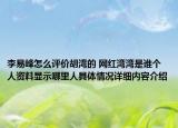 李易峰怎么评价胡湾的 网红湾湾是谁个人资料显示哪里人具体情况详细内容介绍