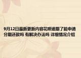 9月12日最新更新内容花呗逾期了能申请分期还款吗 有解决办法吗 详细情况介绍