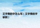 又字旁的字怎么写（又字旁的字举例）