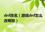 dnf改名（游戏dnf怎么改昵称）