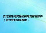 支付宝如何买保险保障支付宝账户（支付宝如何买保险）