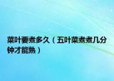 菜叶要煮多久（五叶菜煮煮几分钟才能熟）