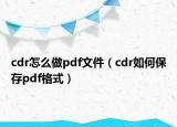 cdr怎么做pdf文件（cdr如何保存pdf格式）