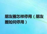 朋友圈怎样停用（朋友圈如何停用）