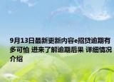 9月13日最新更新内容e招贷逾期有多可怕 进来了解逾期后果 详细情况介绍