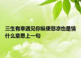 三生有幸遇见你纵使悲凉也是情什么意思上一句