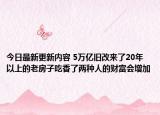 今日最新更新内容 5万亿旧改来了20年以上的老房子吃香了两种人的财富会增加