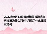 2022年9月13日最新相关报道消息 黄海波为什么判6个月犯了什么罪现状如何