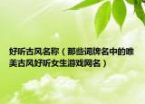 好听古风名称（那些词牌名中的唯美古风好听女生游戏网名）