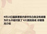 9月13日最新更新内容京东白条没有逾期为什么不能付款了 6大原因造成 详细情况介绍