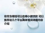 非常急用钱可以在哪小额贷款 可以推荐这几个平台具体情况详细内容介绍