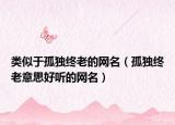 类似于孤独终老的网名（孤独终老意思好听的网名）