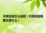 水泵应该怎么选择（水泵的选购要注意什么）