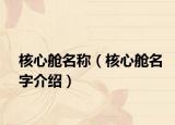 核心舱名称（核心舱名字介绍）