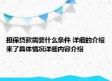 担保贷款需要什么条件 详细的介绍来了具体情况详细内容介绍