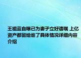 王祖蓝自曝已为妻子立好遗嘱 上亿资产都留给谁了具体情况详细内容介绍