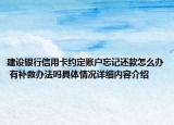 建设银行信用卡约定账户忘记还款怎么办 有补救办法吗具体情况详细内容介绍