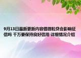 9月13日最新更新内容借微粒贷会影响征信吗 千万要保持良好信用 详细情况介绍
