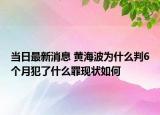 当日最新消息 黄海波为什么判6个月犯了什么罪现状如何