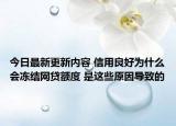 今日最新更新内容 信用良好为什么会冻结网贷额度 是这些原因导致的