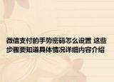 微信支付的手势密码怎么设置 这些步骤要知道具体情况详细内容介绍