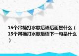 15个吊桶打水歇后语后面是什么（15个吊桶打水歇后语下一句是什么）