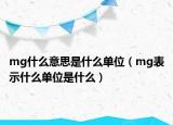 mg什么意思是什么单位（mg表示什么单位是什么）