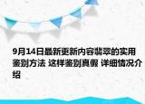 9月14日最新更新内容翡翠的实用鉴别方法 这样鉴别真假 详细情况介绍